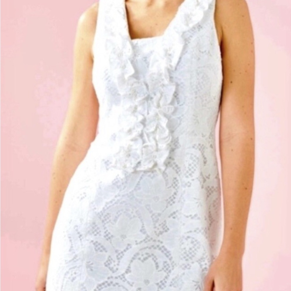 Lilly Pulitzer Elegant White Lace & Pearl Dress